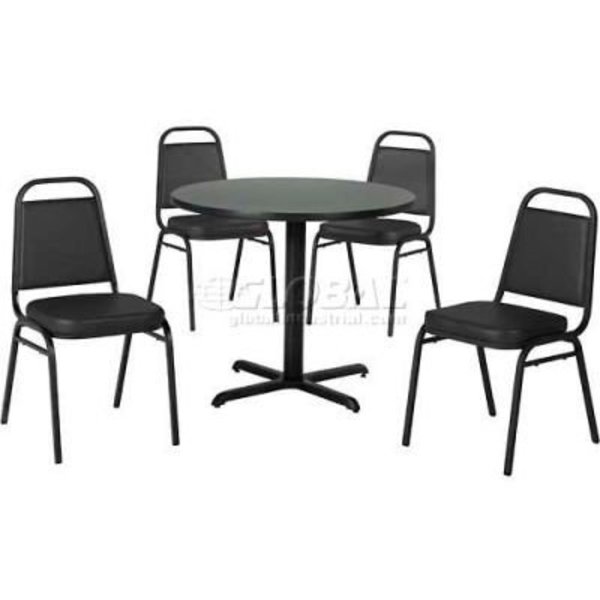 Phoenix Office Furn. Premier Hospitality 36in Round Table & Stack Chair Set, Graphite 14436RDGH078